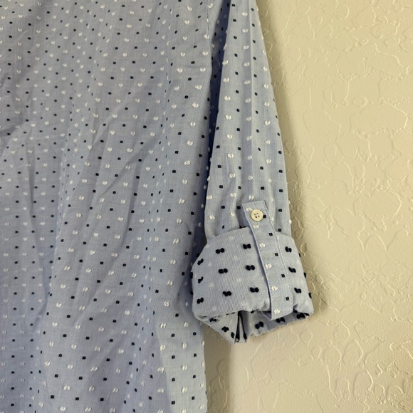 Talbots Blue Clip Dot Button Down Collared Shirt Preppy Office Career Cotton Sm - Picture 6 of 8